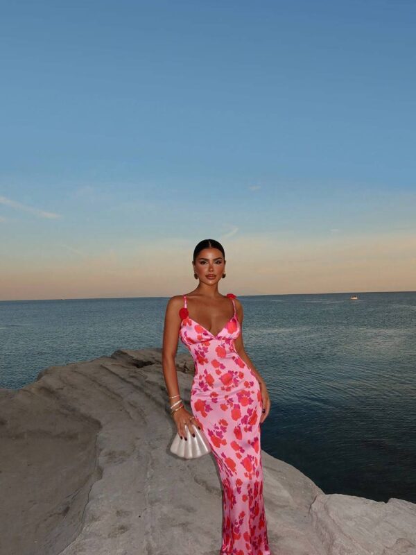 Elegant Satin Slip Dress Pink