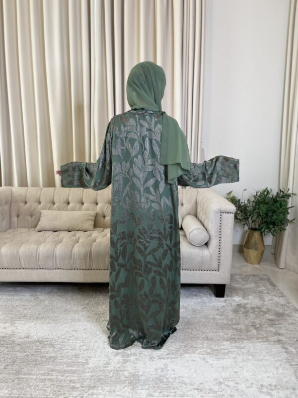 Green Chiffon Jacquard Abaya