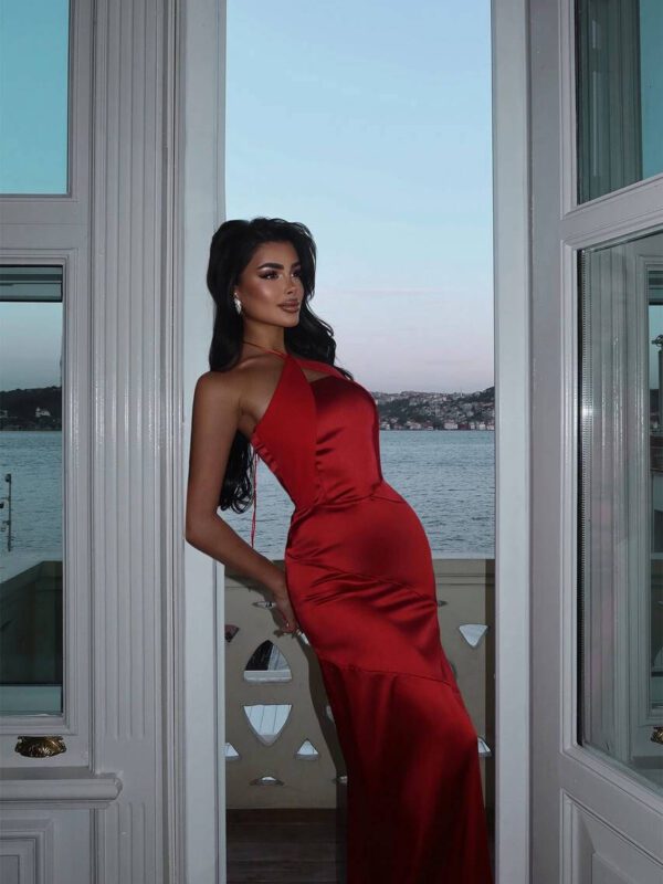 Satin Long Dress Red