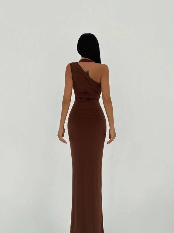 Shoulder Detail Dress Brown