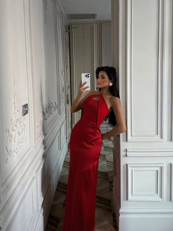 Satin Long Dress Red
