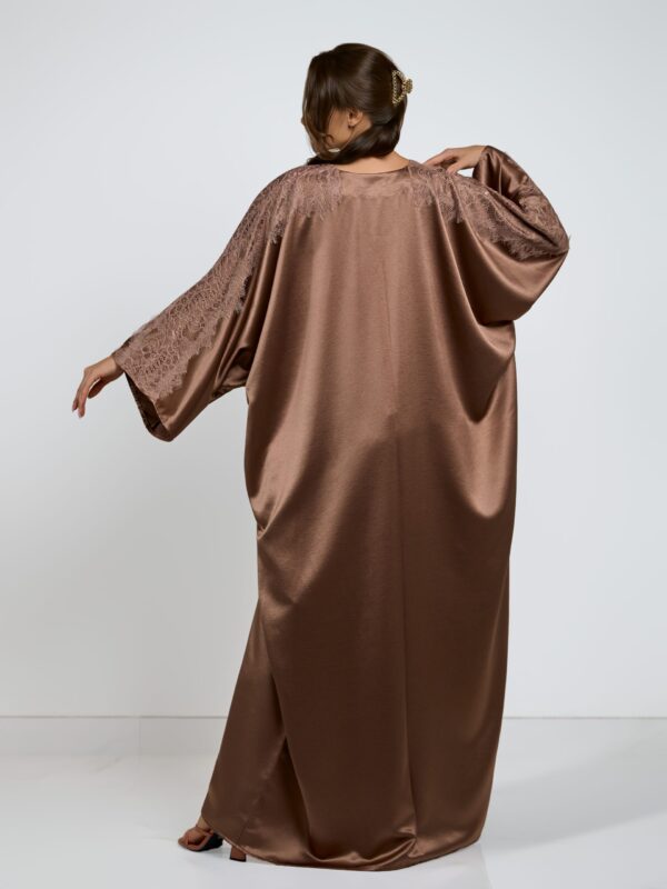 Brown Silk Chantilly Kaftan