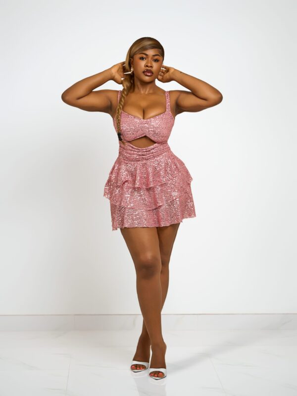 Pink Sequined Mini Dress